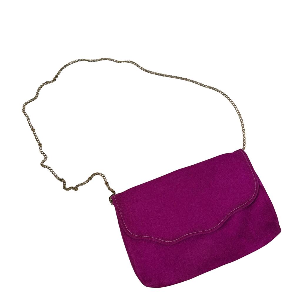 Vintage Magenta Flap Purse Chain Strap With Mirror Clutch